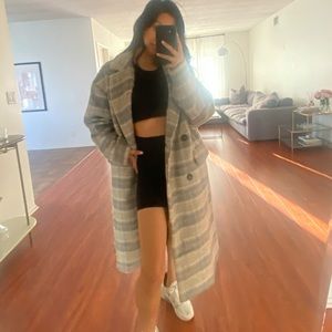 Oak + Fort Plaid Fuzzy Coat